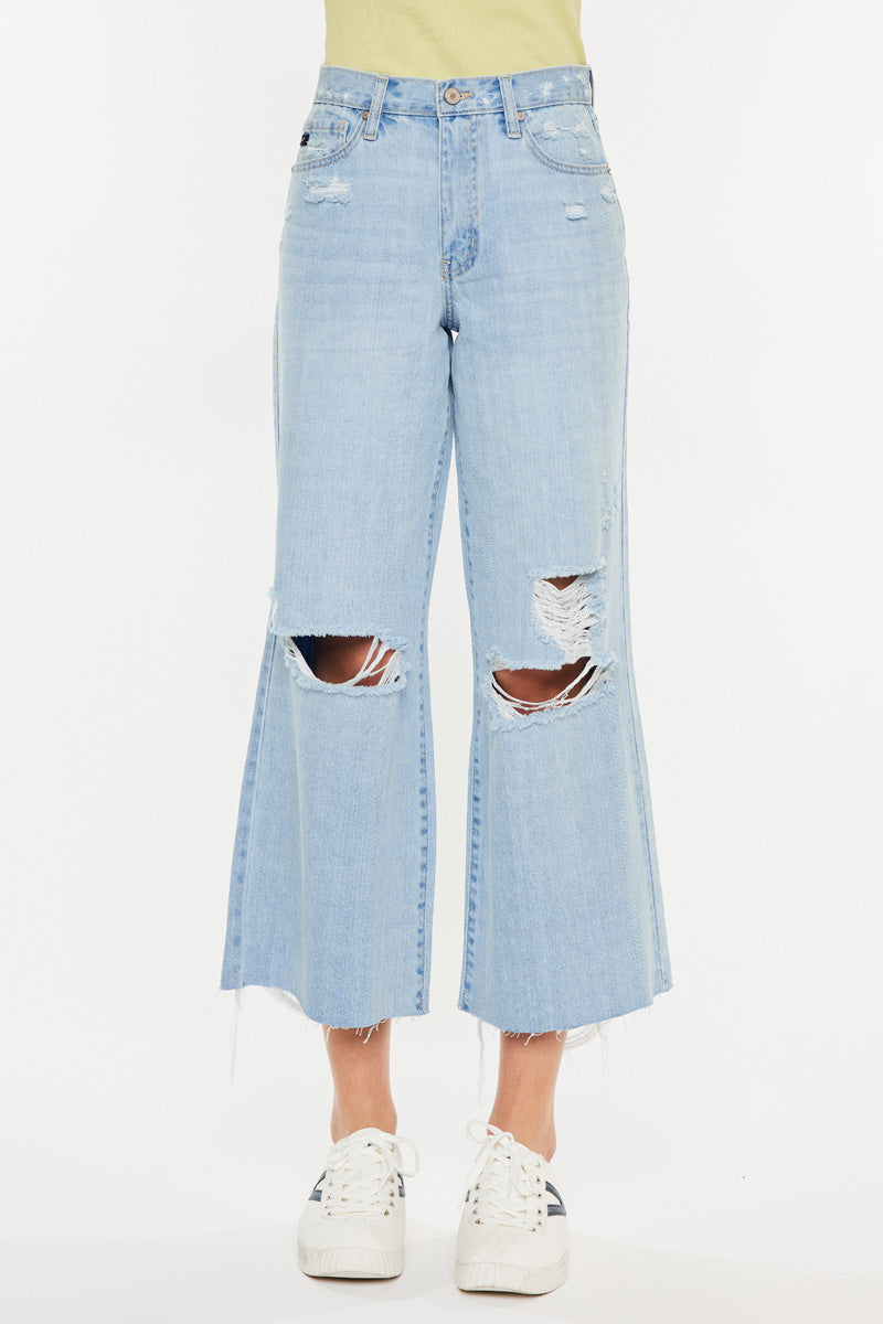 Mariyah Ultra High Rise Cropped Wide Leg Jeans for Women - Trendy Stretch Denim Pants for Casual Outfits & Street Style Fashion