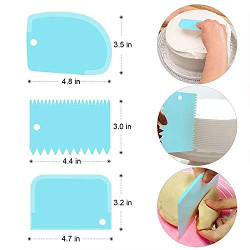 9-Piece Cake Scraper Set - Professional Cake Decorating Comb & Icing Smoother for Baking - Plastic Cake Edge Decorator, Baking Mold DIY Tool (Blue) - Perfect for Birthday Cakes, Wedding Cakes & Home Baking Projects