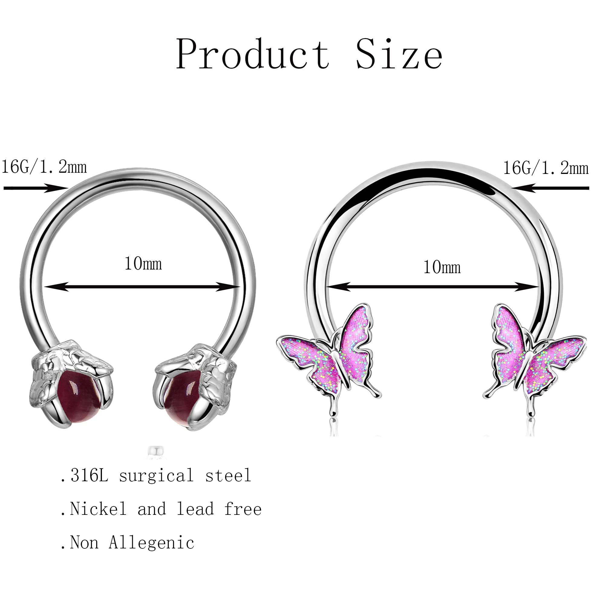 16G Bat & Dragon Claw Septum Rings - Daith, Helix, Tragus, Rook Piercing Jewelry for Women & Men | Gothic Body Jewelry for Parties, Concerts & Alternative Fashion