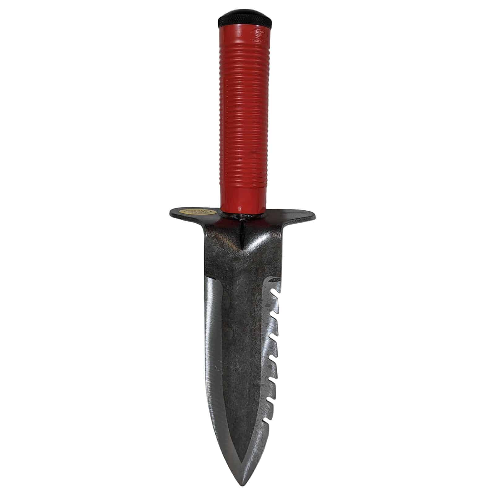Lesche Model 76 Right Serrated Digging Tool with Hollow Handle, Screw-on Cap & Belt Sheath - Perfect for Metal Detecting, Archaeology & Outdoor Treasure Hunting