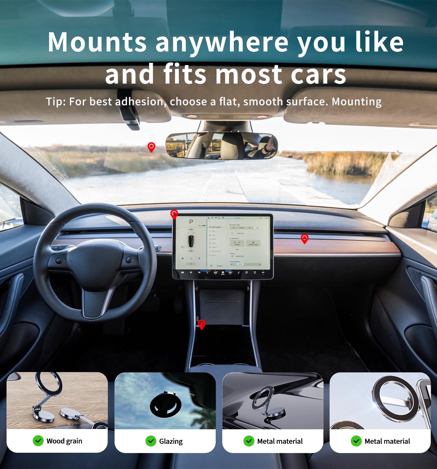 Magnetic Car Phone Holder for iPhone 15/14 Pro Max - 360° Rotating & Foldable Magsafe Phone Mount with Strong Magnets, Universal Dashboard Phone Stand (Black) - Perfect for Safe Driving, GPS Navigation & Hands-Free Calls