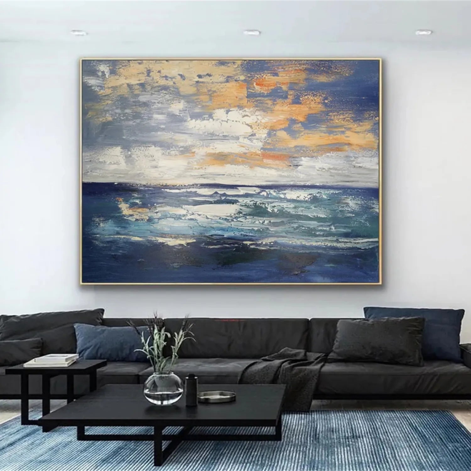 Ocean and Sky Painting #OS 179 - Handmade Canvas Wall Art for Home & Office Decor - Perfect for Living Room, Bedroom, or Office Wall Decor