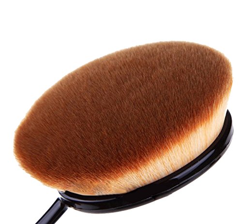 Futaba Big Oval Foundation & Loose Powder Brush - Soft Kabuki Makeup Brush for Flawless Face Application - Perfect for Liquid, Cream & Mineral Powder Cosmetics (Brown)