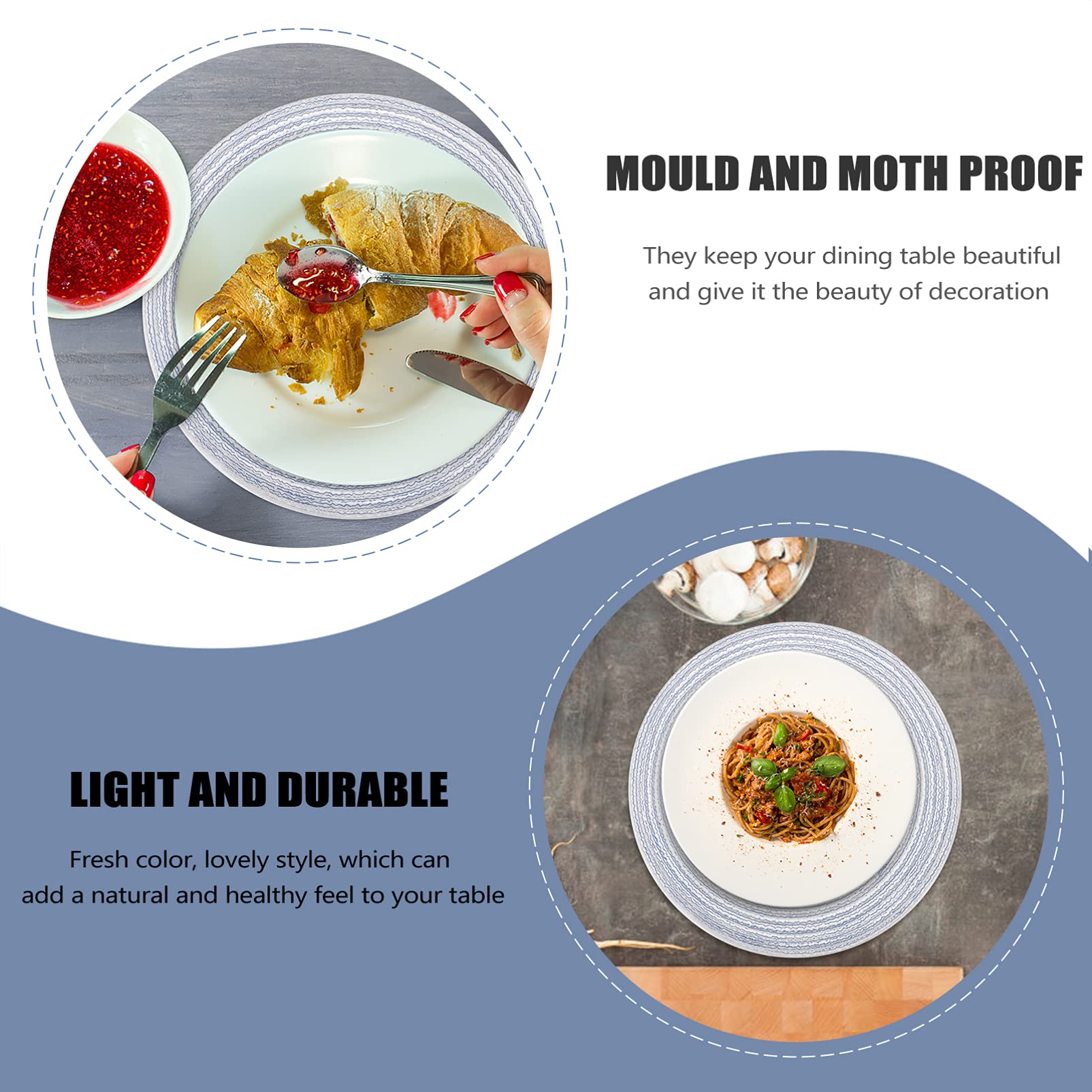 4-Pack Hemoton Woven Cotton Placemats - Heat-Resistant Round Table Mats for Dining, Coasters for Drinks, Hot Pan Holders | Perfect for Kitchen, Coffee Table, and Home Decor