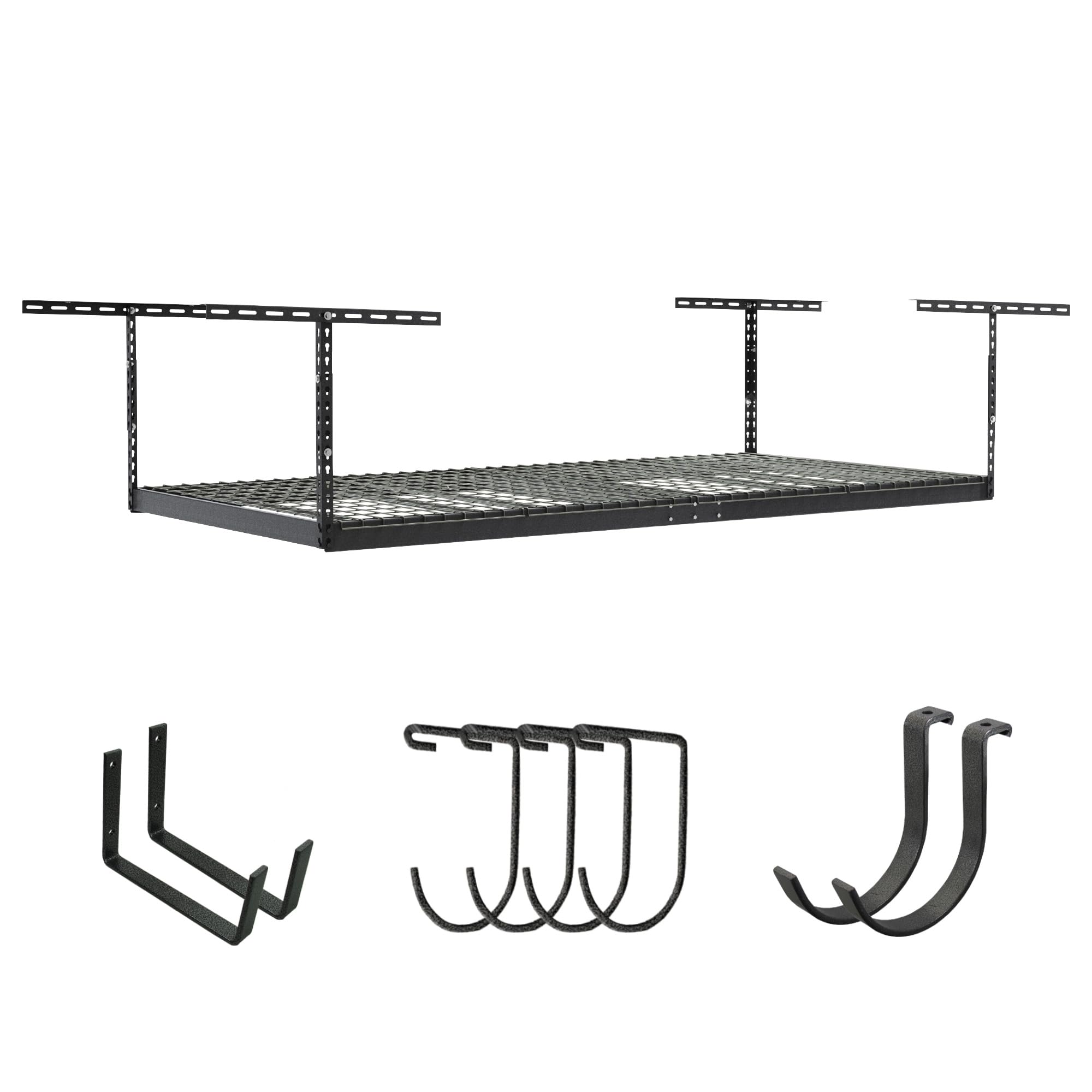 Heavy Duty Overhead Garage Storage Rack 600 lb Capacity - Adjustable Ceiling Mount Organizer 4x8 Hammertone (12