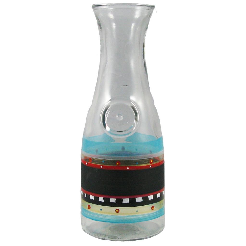 Hand Painted Moroccan Mosaic Glass Carafe - Unique Chalkboard Surface Kitchen Decor - Personalized Chalk Writing Tabletop Decoration by USA Artists | Perfect for Home Décor, Gift Giving & Entertaining