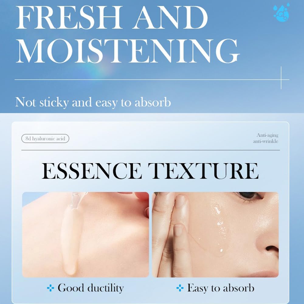 8D Hyaluronic Acid Serum for Face - Anti-Wrinkle Repair Essence with Deep Hydration, Ultra Moisturizing Skincare Vials (15pcs/Box) - Perfect for Dry Skin Care Routine & Night Time Skin Repair