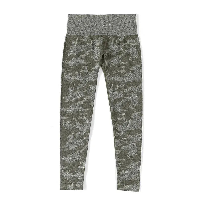 NVGTN Camo Seamless Workout Leggings for Women - Butt Lifting Yoga Pants with Stretch Fabric, High Waist Gym Tights & Fitness Outfits in Fuchsia Nylon - Perfect for Yoga, Running & Gym Training