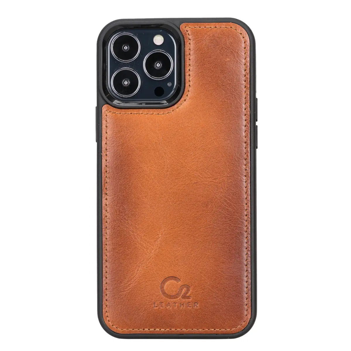Premium Burnished Tan Leather Snap-On Case for iPhone 13 Pro Max (6.7 Inch) - Slim Protective Cover with Secure Fit | Perfect for Work, Travel & Everyday Use