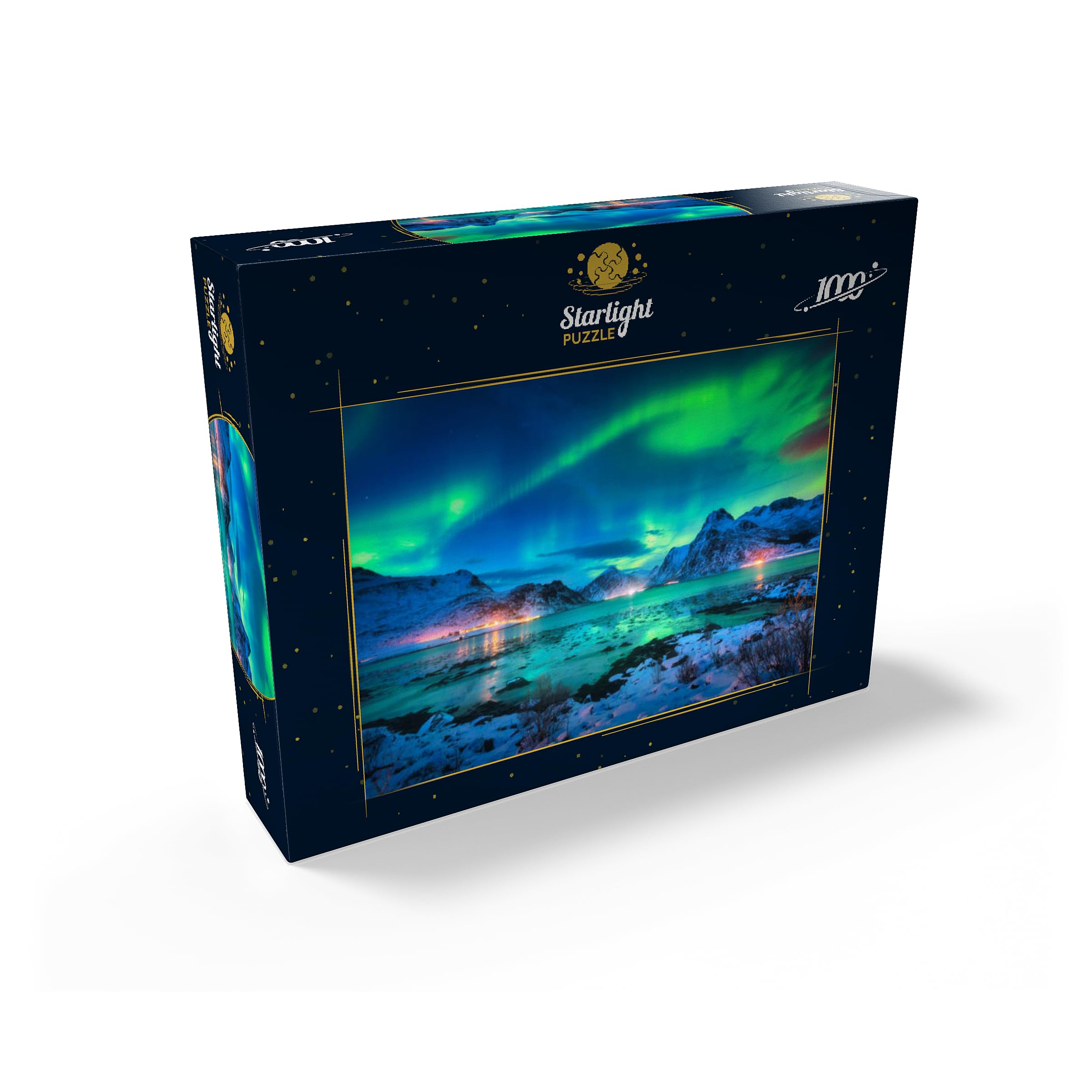 Aurora Borealis Over Sea Coast 1000-Piece Jigsaw Puzzle - Northern Lights Night Scene of Lofoten Islands Norway - Premium Adult Puzzle for Relaxation & Home Decor