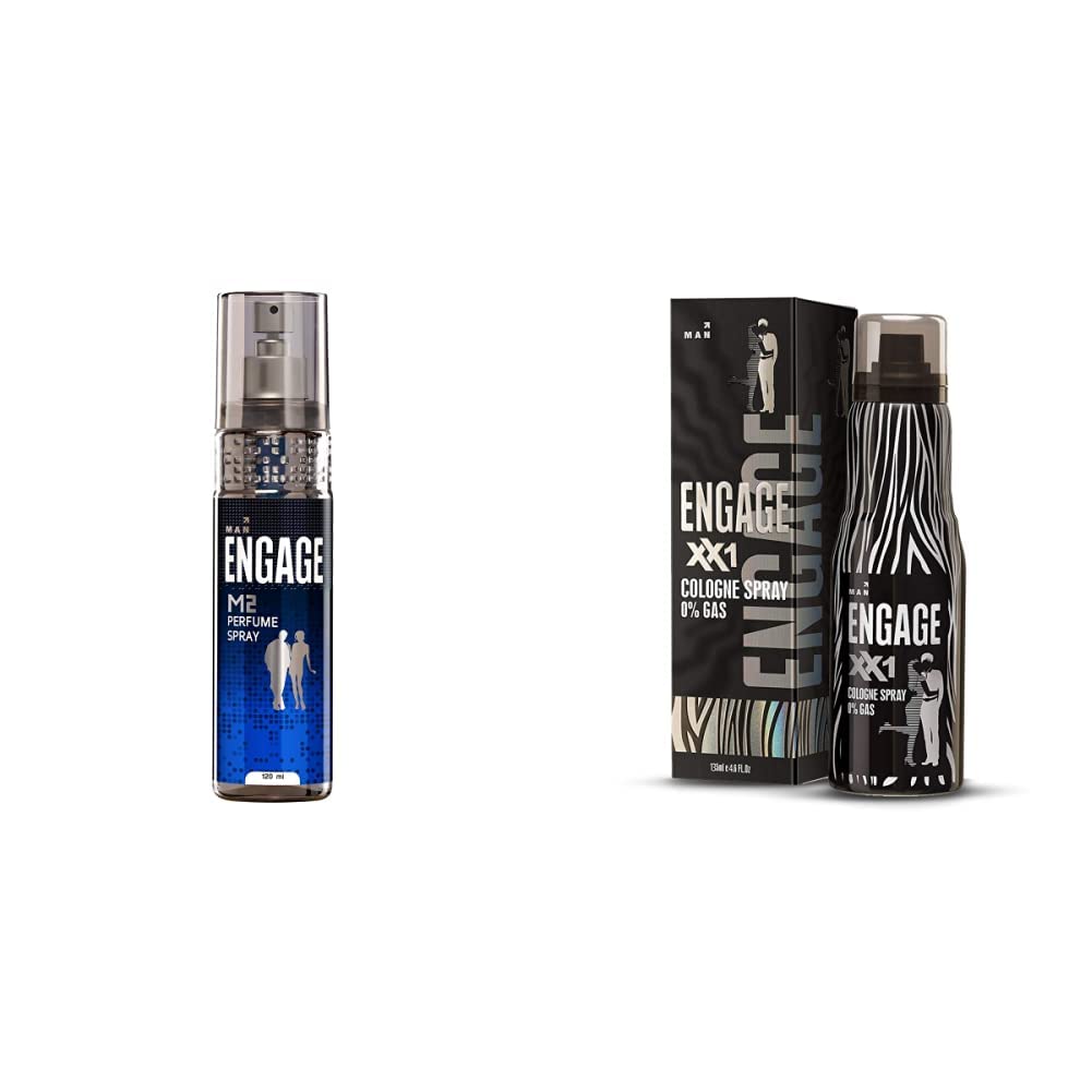 Engage M2 Men's Perfume & Cologne Gift Set - 120ml Eau de Toilette Spray + 135ml Cologne Spray - Fresh Masculine Scent for Day & Night Wear - Perfect for Dating, Office & Special Occasions