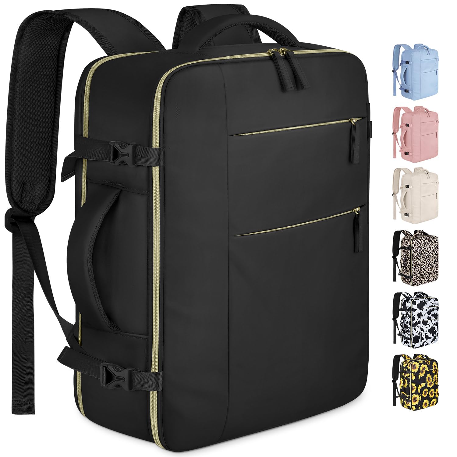 Waterproof Travel Backpack for Women & Men - Airline Approved Carry On Laptop Backpack Fits 15.6 Inch Computer - Business, Work & Travel Bookbag (Black) | Perfect for Commuting, Business Trips & Weekend Getaways