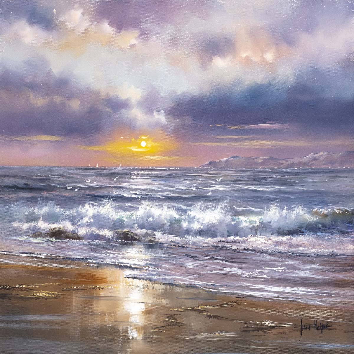 Original Tidal Sunset Painting - Handmade Wall Art for Home & Office Decor - Perfect for Living Room, Bedroom, or Gift