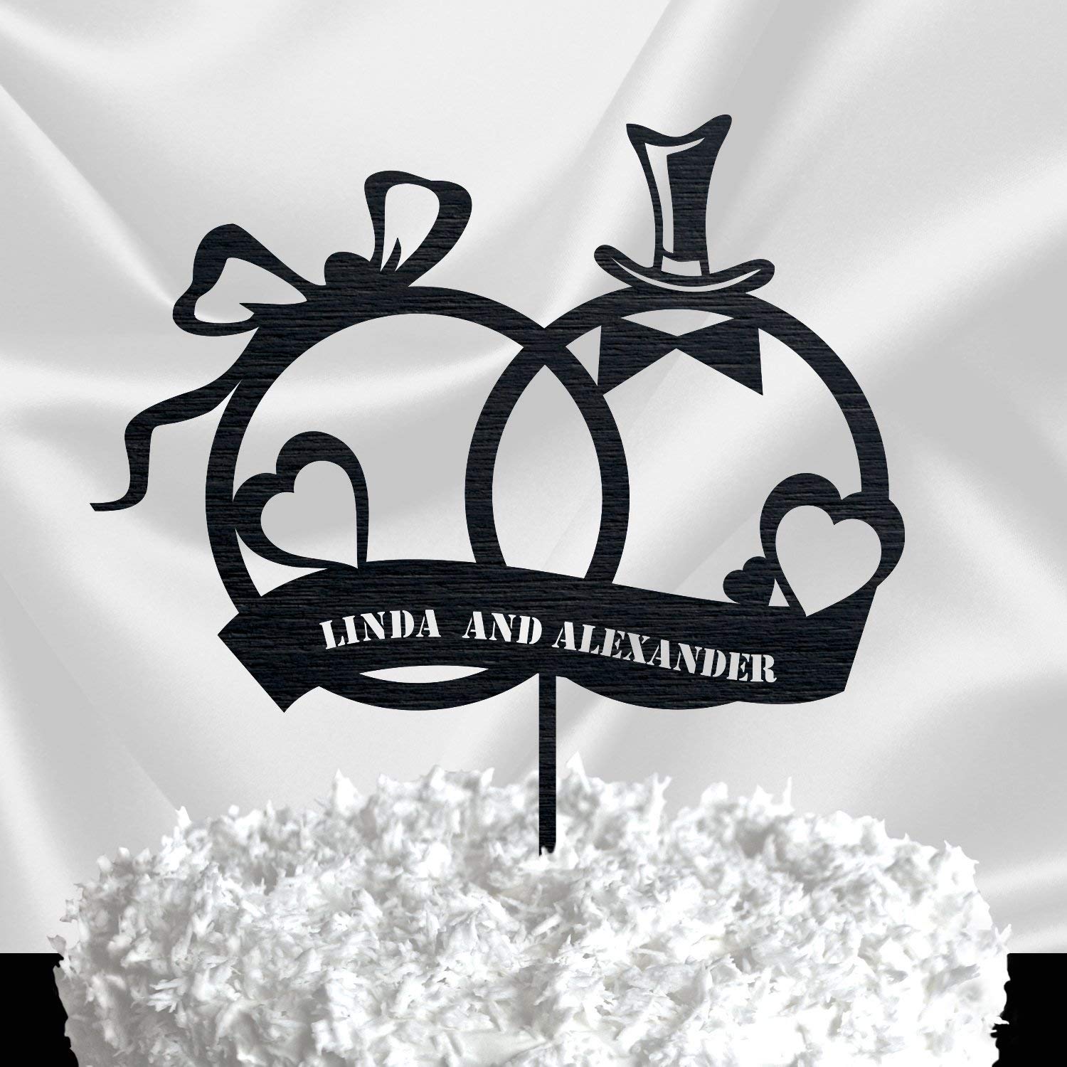 Custom Silhouette Couple Wedding Cake Topper - Personalized Mr & Mrs Cake Topper for Weddings - Elegant Wedding Cake Decoration for Anniversary & Bridal Showers