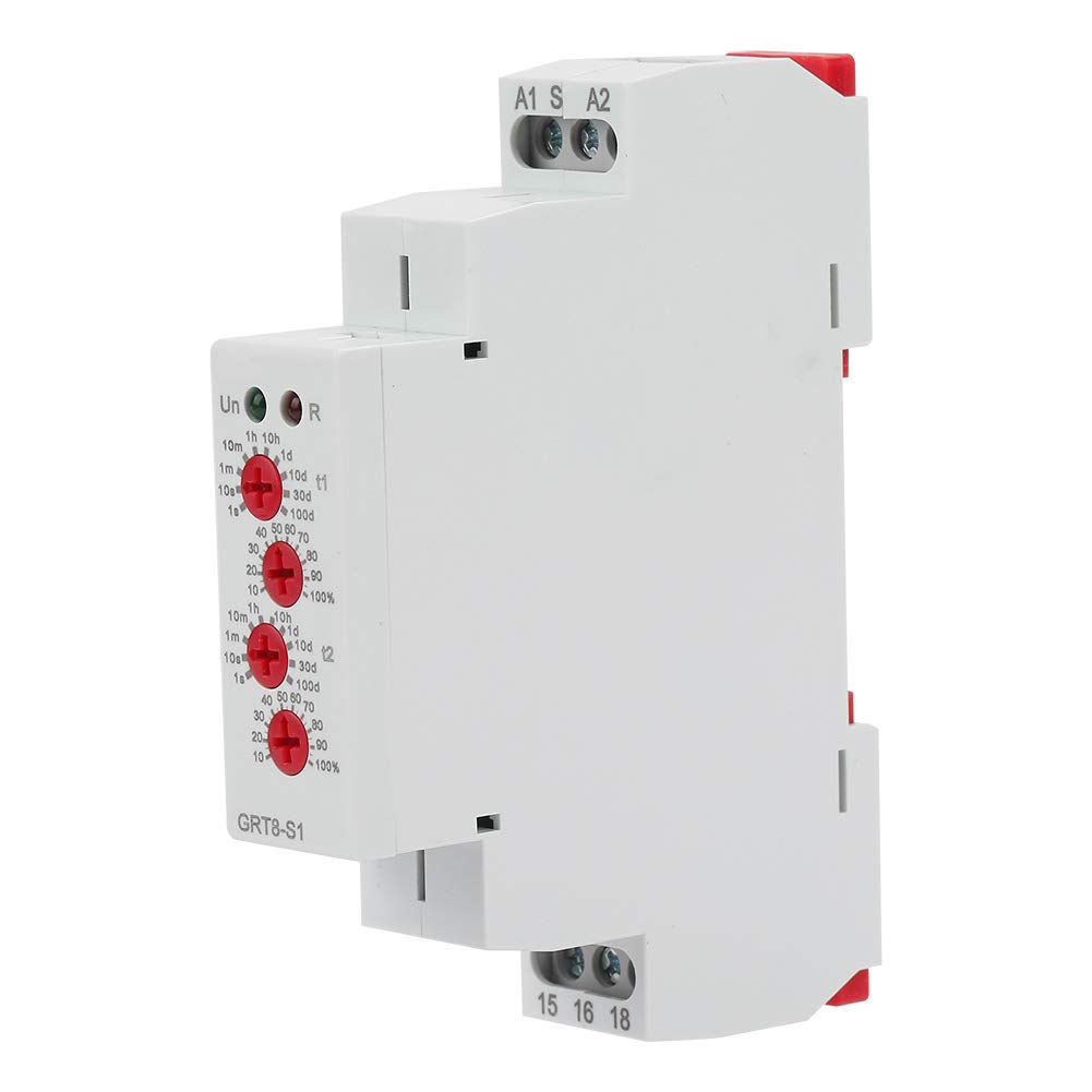 SYH&AQYE Multifunctional Timer Relay GRT8-M1 - DIN Rail Mount Time Delay Relay with Cycle Control (12V-240V AC/DC) - Perfect for Industrial Automation, HVAC Systems, and Electrical Equipment Timing Control