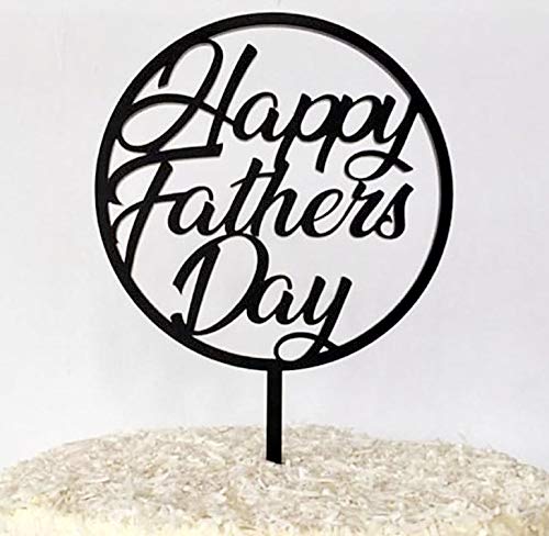 6 Pack Happy Father's Day Cake Toppers - Acrylic Mirror Round Cake Decorations for Birthday Party, Anniversary, Father's Day Celebration (Black) - Perfect for Cakes, Cupcakes, Desserts and Party Decor