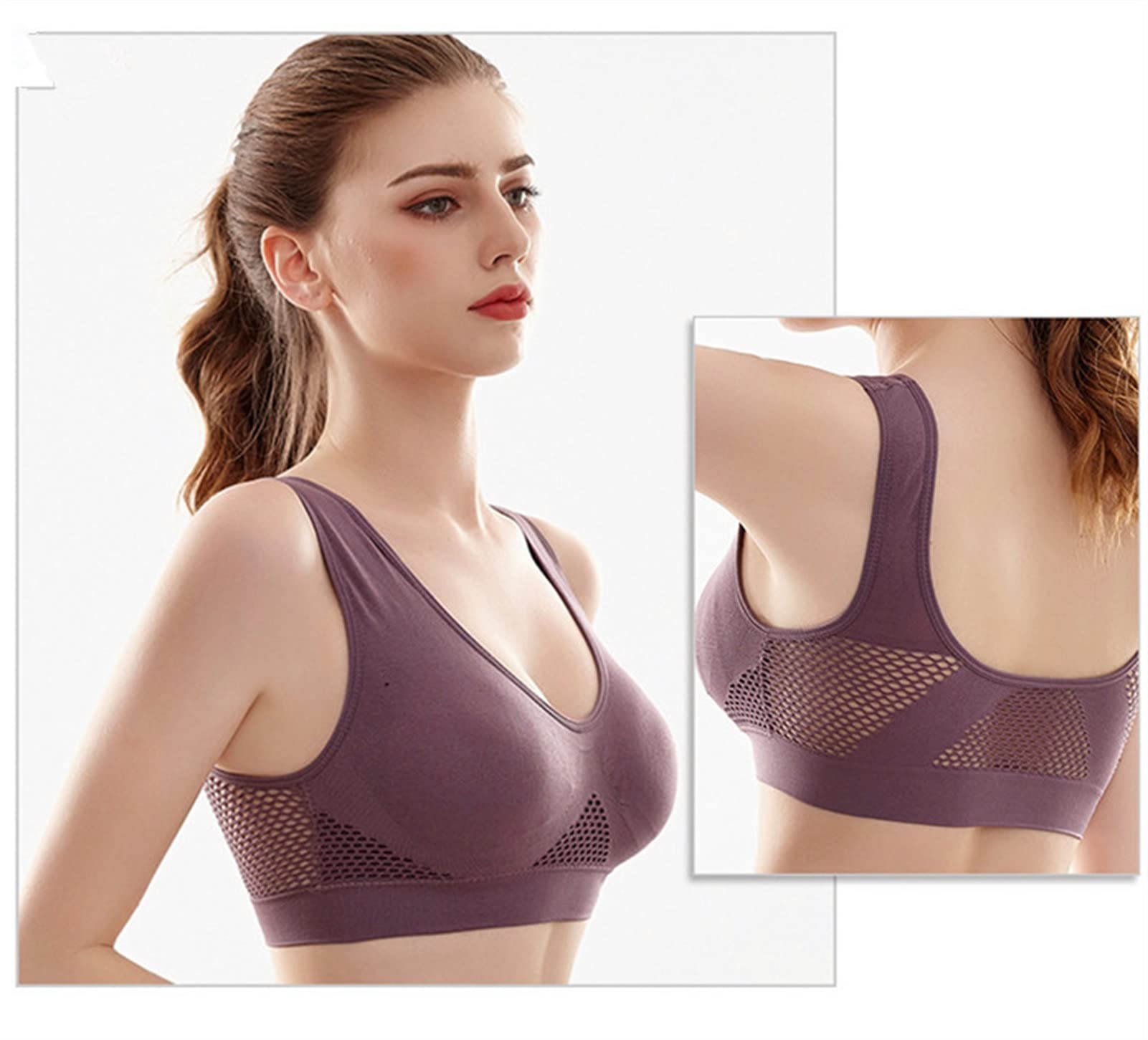Women's Ultra Fit Shockproof Sports Bra - Breathable Back Support, Full Coverage Yoga Fitness Top - Earth Gray, Size X-Large (S-6XL) - Perfect for Gym, Running, Workouts & Active Lifestyles