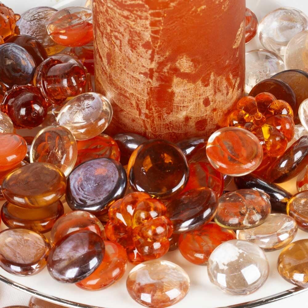 Premium Harvest Mix Marbles with Pumpkins, Leaves & Acorns - 2lb Bulk Fall Decor for Thanksgiving, Autumn Centerpieces, Table Scatter & Seasonal Crafts | Factory Direct Wholesale