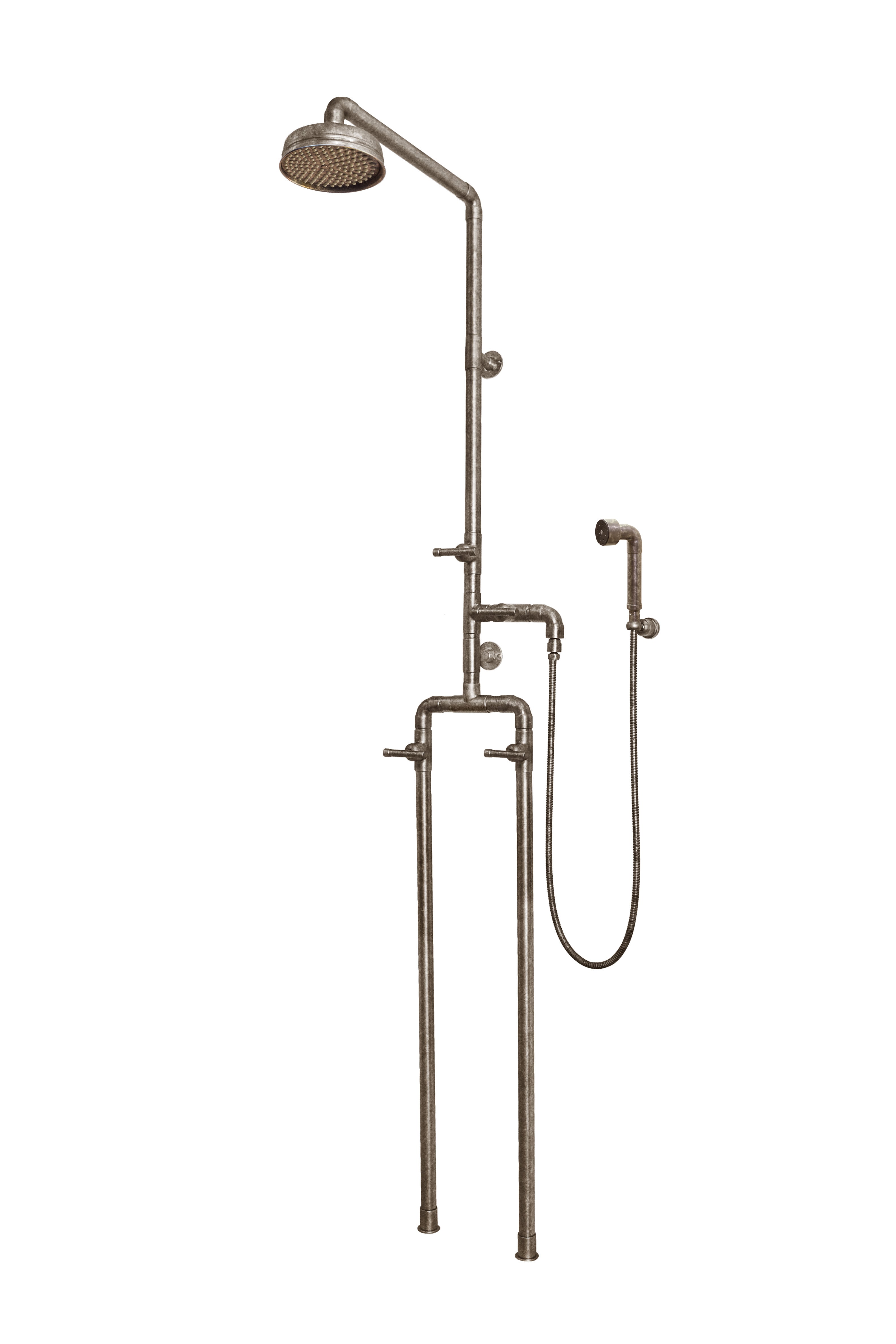 Premium Floor Mount Exposed Shower System with Rainfall Showerhead & Handheld Shower - Perfect for Modern Bathroom Renovations and Spa-Like Shower Experiences