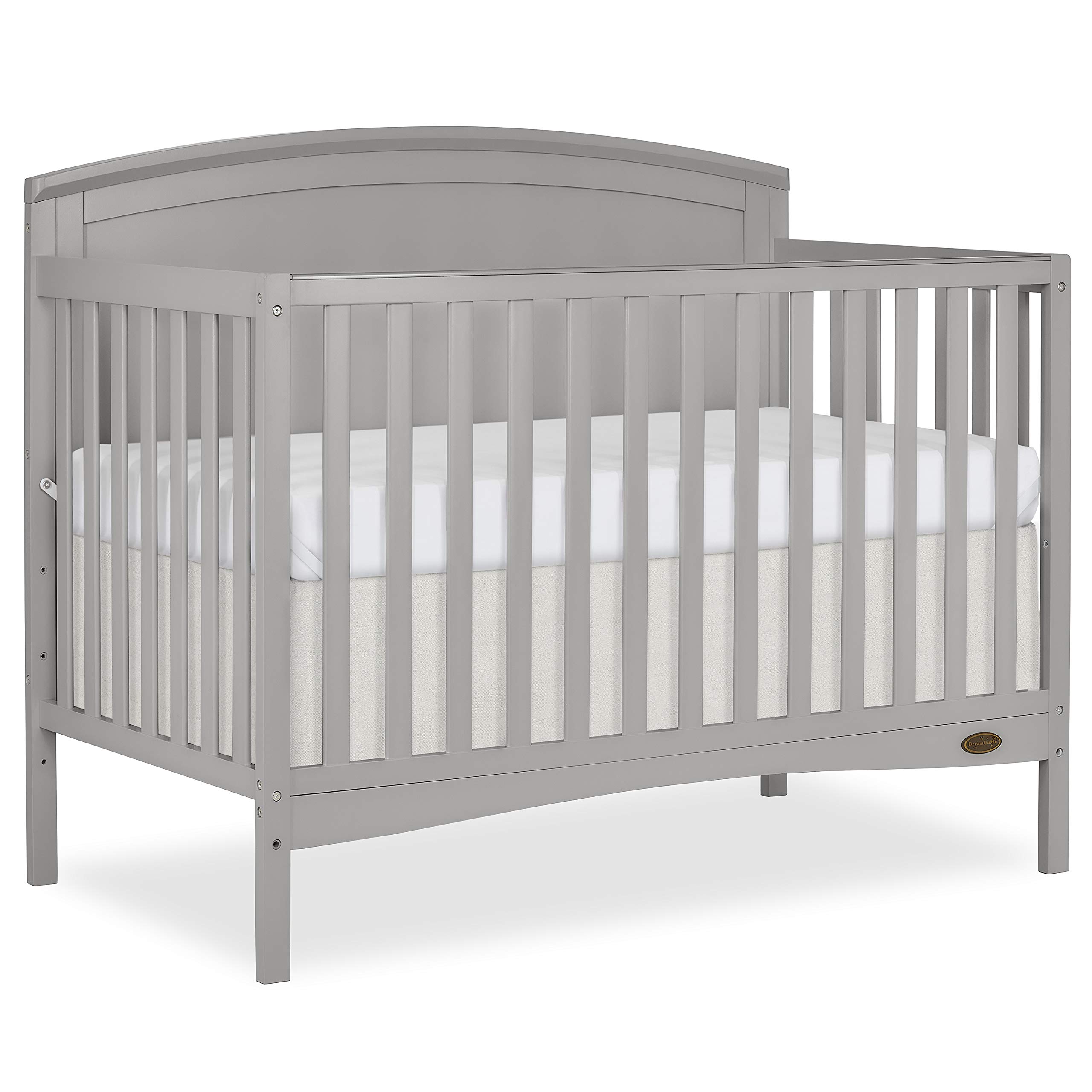 Dream On Me Eden 5-in-1 Convertible Full Panel Crib - JPMA Certified, Non-Toxic Solid Pinewood Baby Bed with 3 Mattress Height Adjustments | Nursery Essential for Newborn to Toddler | Pebble Grey Modern Design