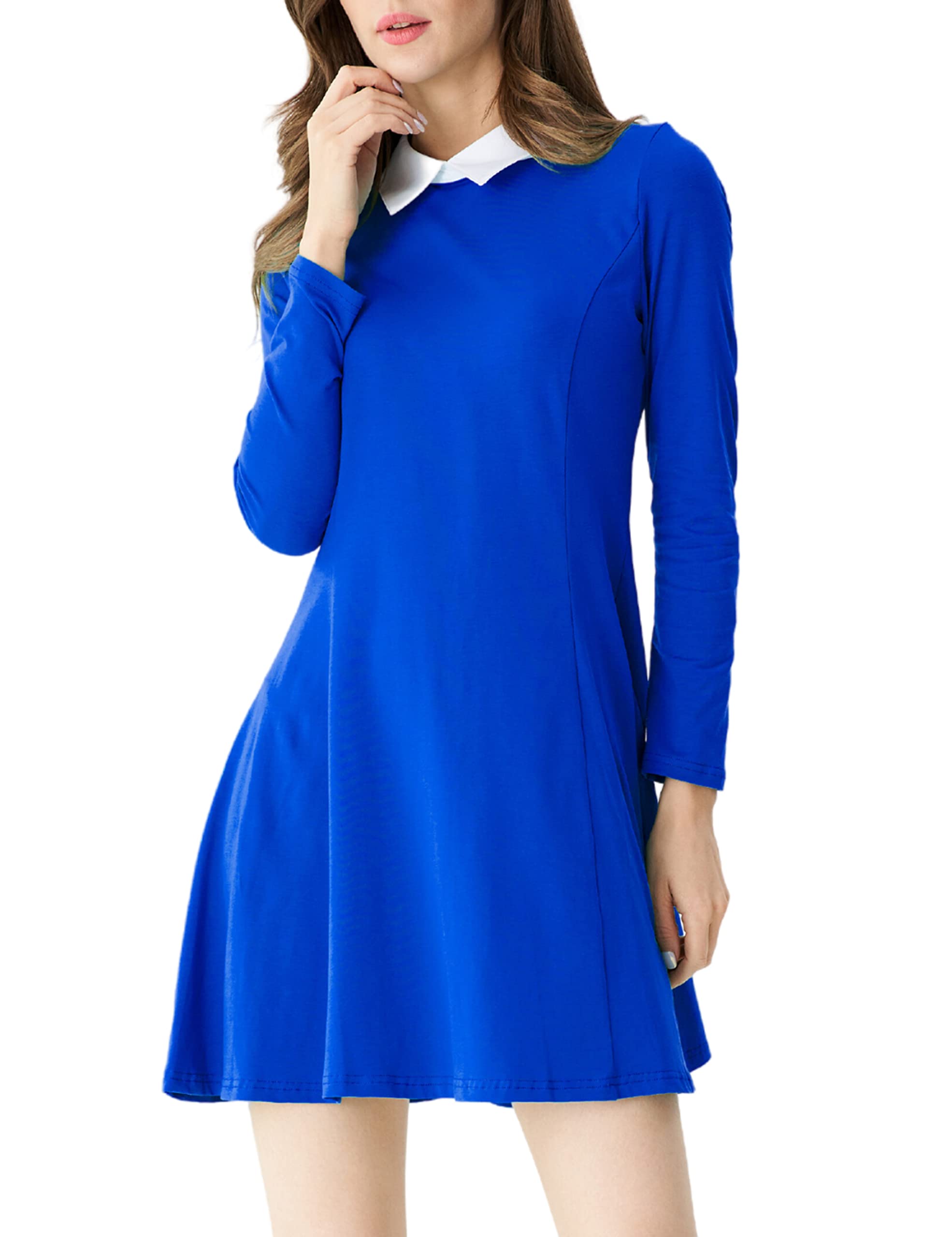 Aphratti Women's Long Sleeve Fall Dresses 2025 - Casual Peter Pan Collar A-Line Fit & Flare Skater Goth Dress for Autumn, Halloween, and Gothic Parties