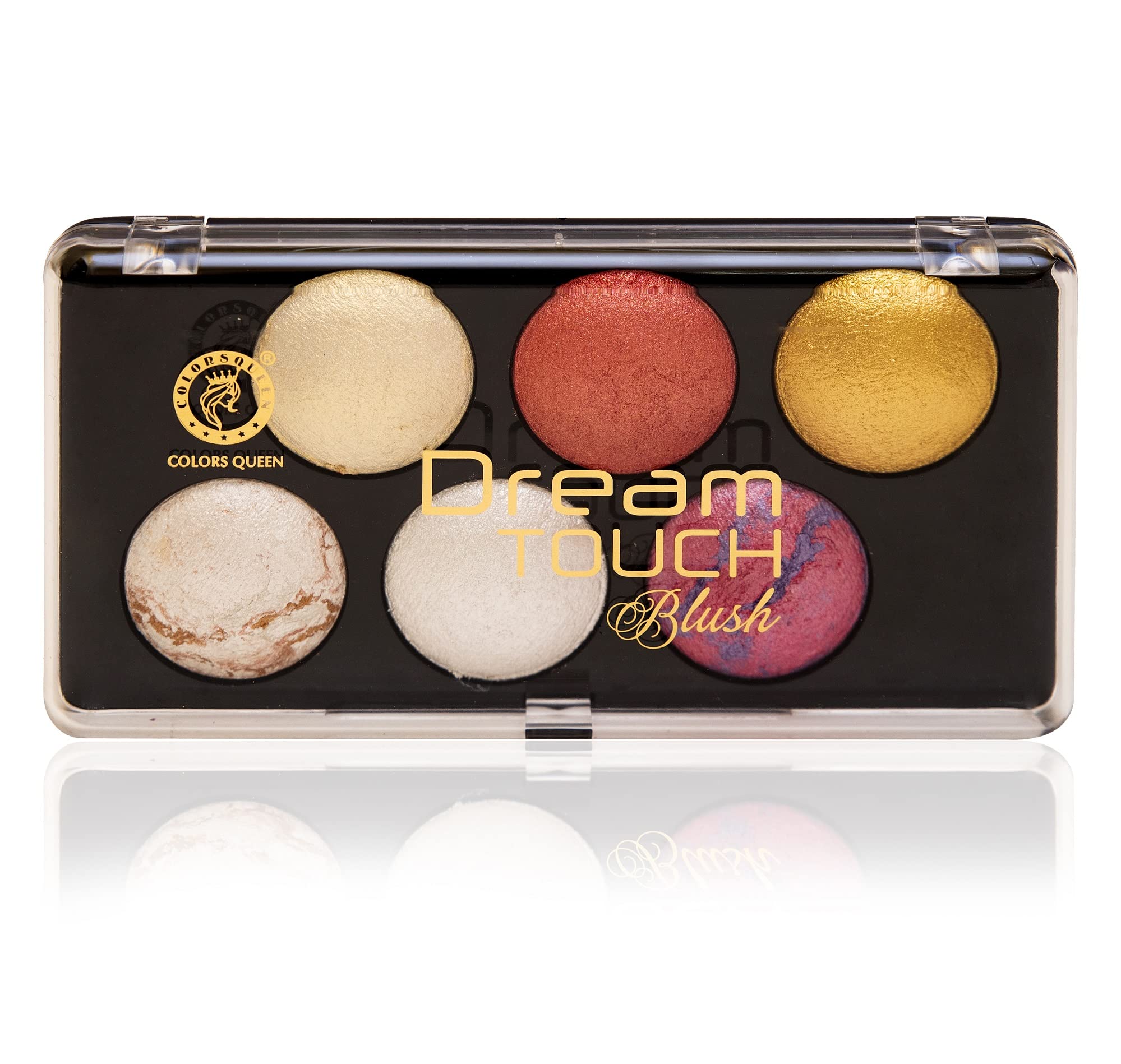 Colors Queen Dream Touch Blusher & Highlighter Palette - Shimmery Finish, Highly Pigmented & Blendable Makeup Palette | Lightweight Long-Lasting Multicolor Face Blush (18g) | Perfect for Daytime Glow & Nighttime Makeup Looks