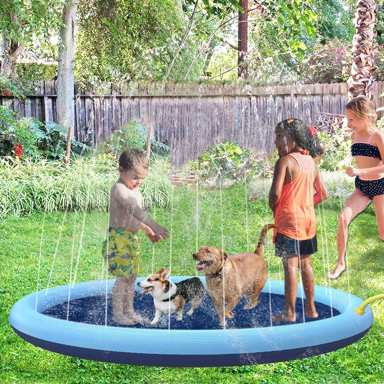 Non-Slip Dog Splash Pad for Pets & Kids - Durable Outdoor Water Play Mat
