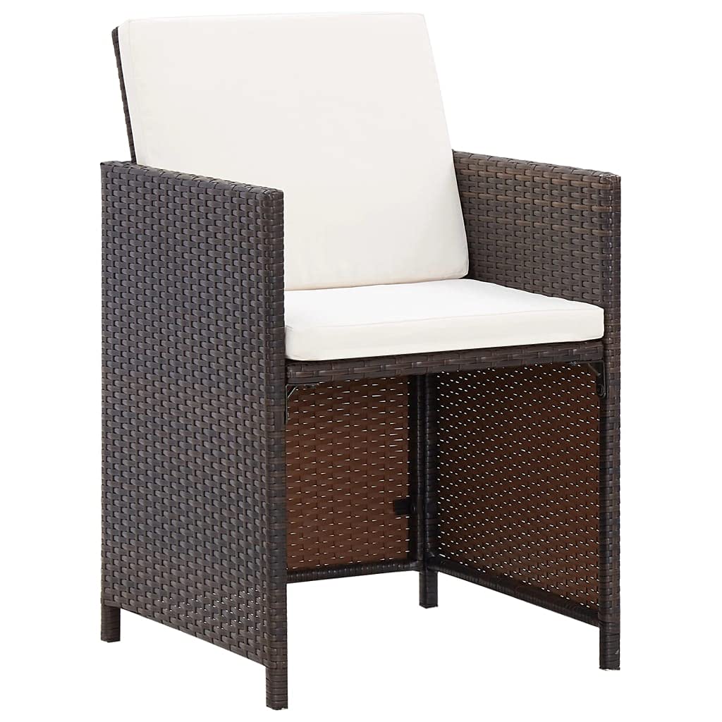 13-Piece vidaXL Patio Furniture Set - Brown Poly Rattan Outdoor Dining Table & Chairs with Cushions & Stool for Garden, Balcony, Porch | Perfect for Backyard BBQs, Poolside Relaxation & Al Fresco Dining