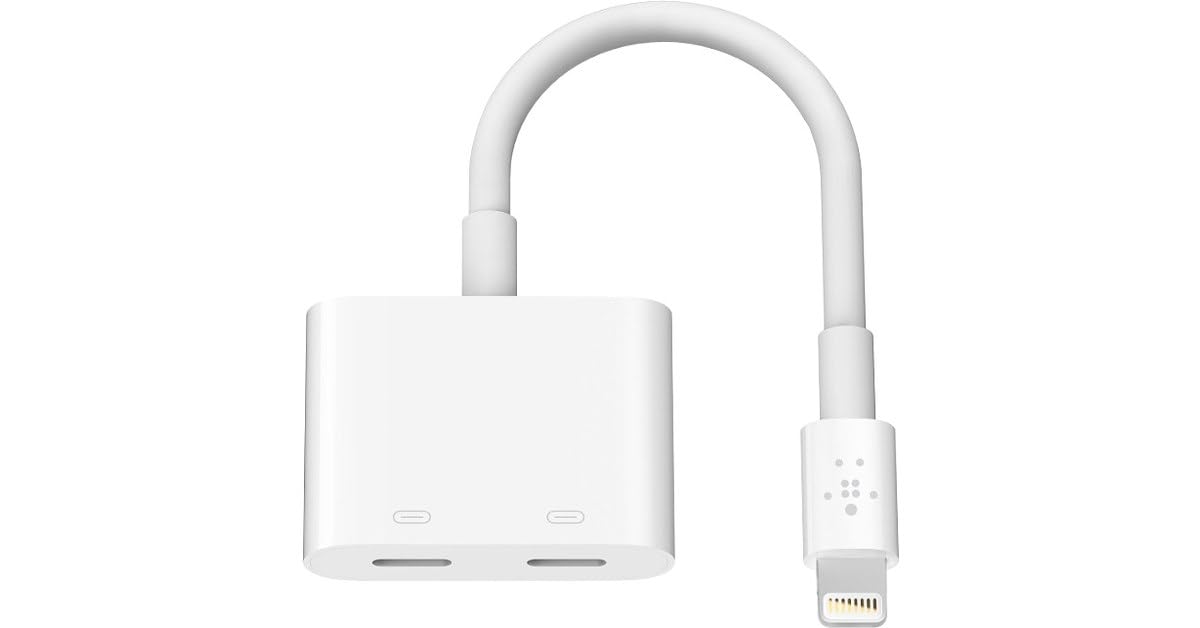 Belkin Rockstar Lightning Audio + Charge Adapter - 3.5mm Headphone Jack & Charger for iPhone 14/13/12/11/X/8/7 - Lightning Port Audio & Power Adapter - Perfect for Gaming, Music & Hands-Free Calling