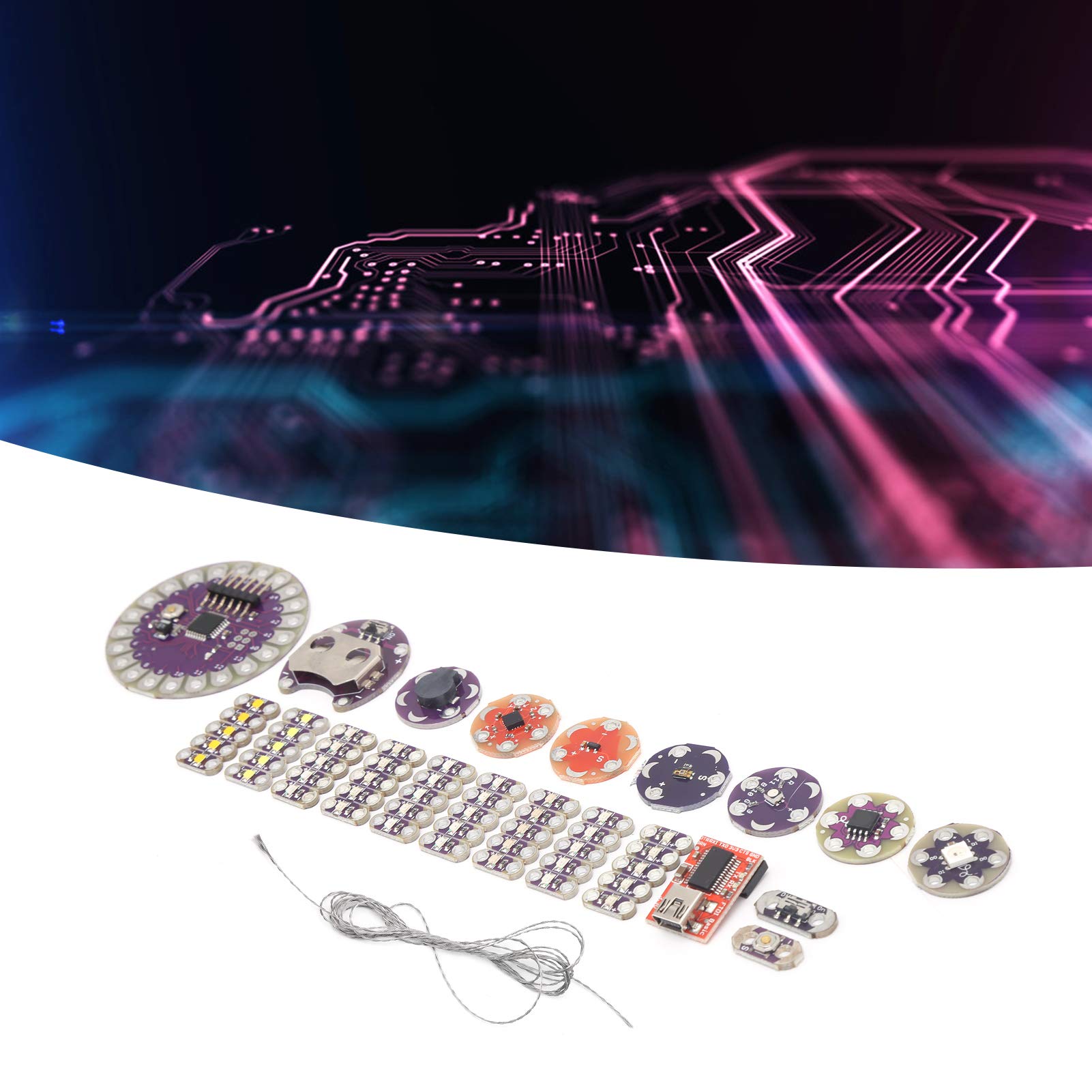 Lilypad Kit - Wearable Electronic LED & Sensor Kit with Temperature Sensor & Cable - DIY Electronics Components for STEM Projects, Fashion Tech & Interactive Wearables