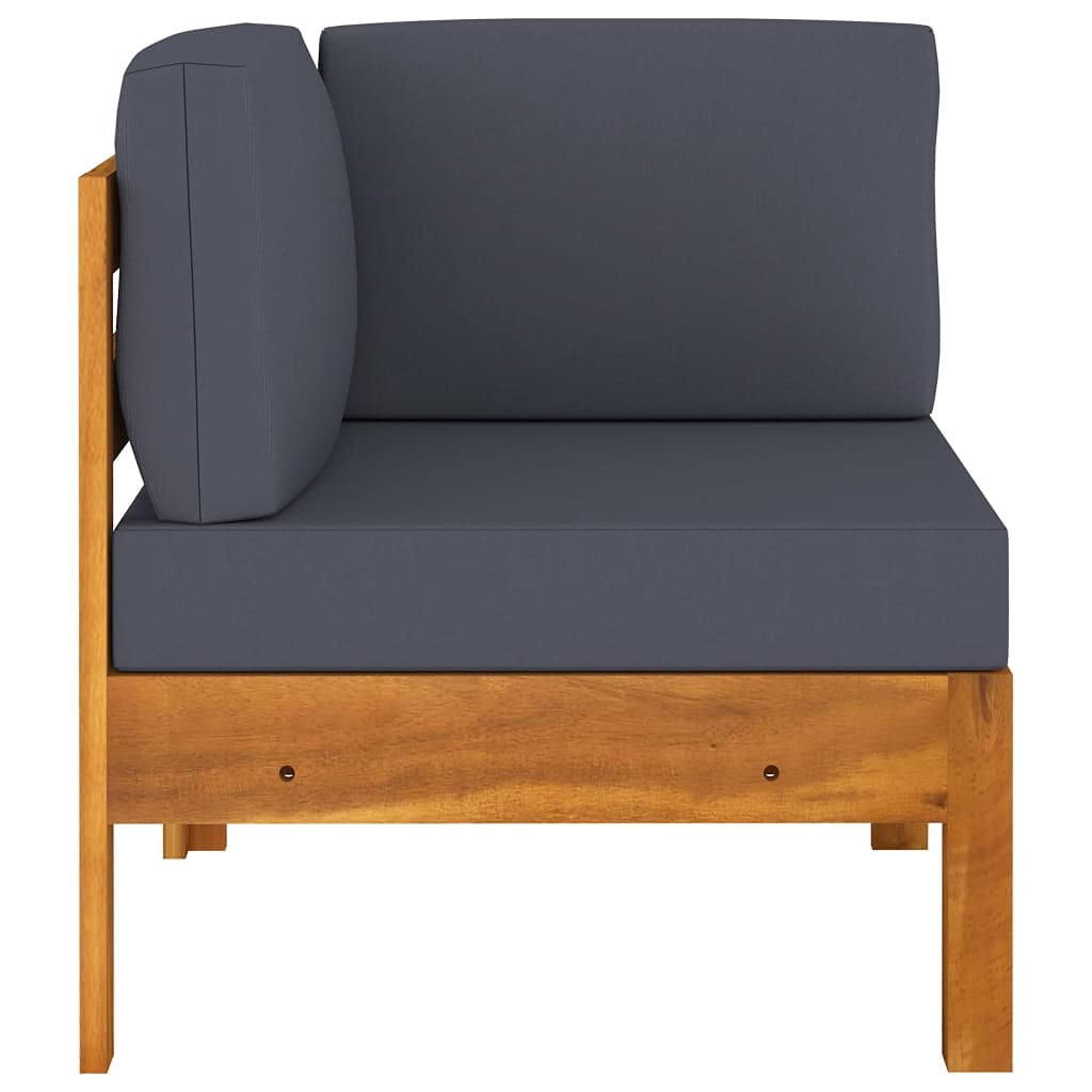 2-Piece Acacia Wood Garden Lounge Set with Dark Gray Cushions - Perfect for Backyard, Balcony, Porch & Outdoor Relaxation