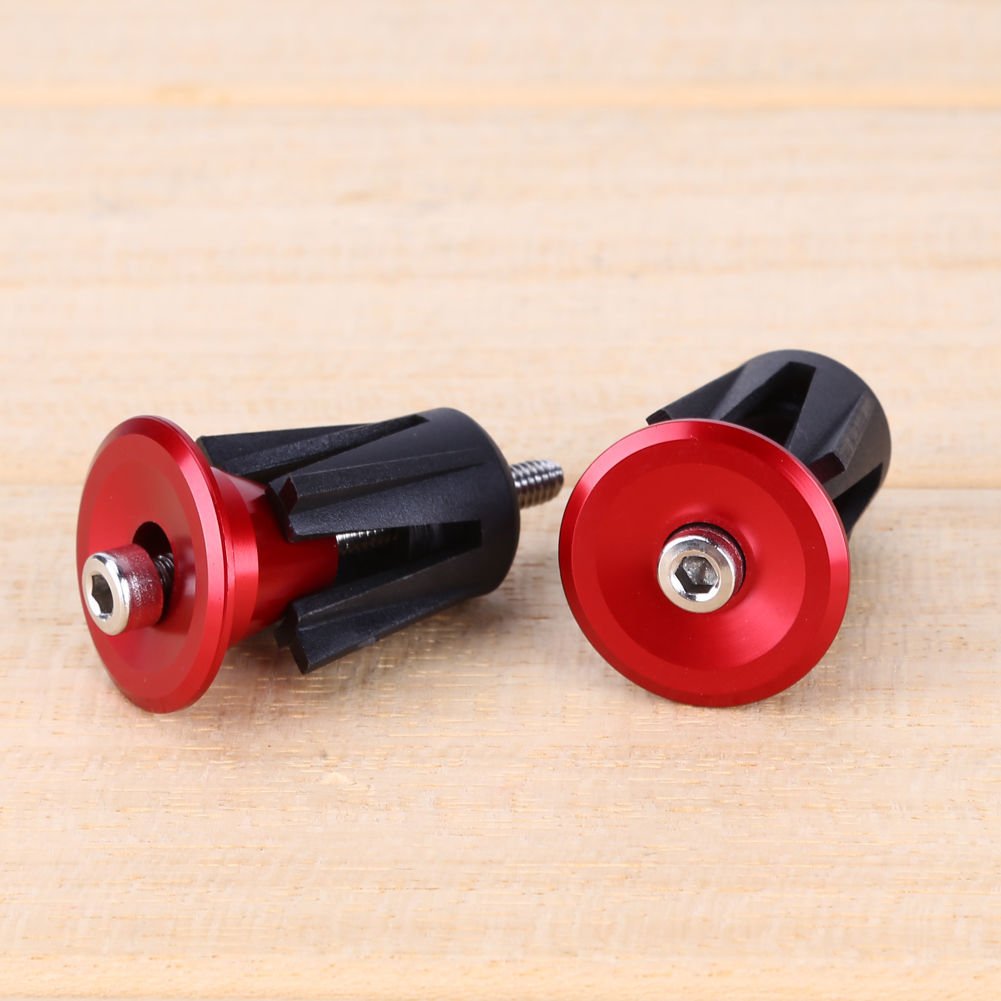 Aluminum Bicycle Bar End Plugs - Durable Bike Handlebar Caps for Road, Mountain & BMX Bikes (1 Pair, Red) - Perfect for Cycling Safety and Handlebar Protection