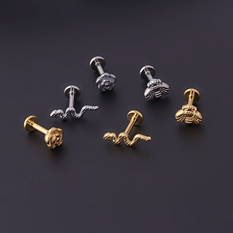 16G Cartilage Labret Back Stud Earring - Flower Design Body Jewelry for Helix, Tragus, Conch Piercings | Perfect for Everyday Wear and Special Occasions | HSPJ685
