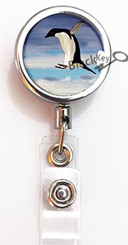 BlackKey Penguin Retractable ID Card Badge Holder Reel with Adjustable Lanyard & Belt Clip - 2002 | Perfect for Office, Security, Events & Conventions | Durable & Convenient Employee ID Badge Reel