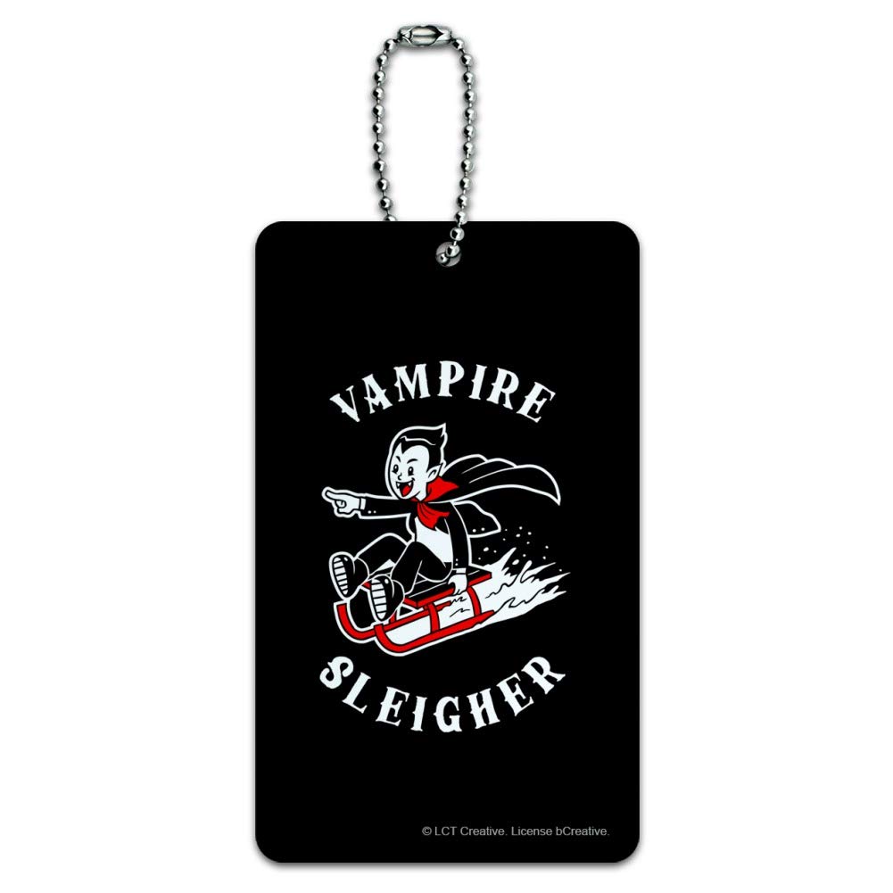 Vampire Slayer Funny Luggage Tag - Humorous Suitcase ID Card for Carry-On Bags - Perfect for Halloween Travel, Cosplay & Gift Ideas
