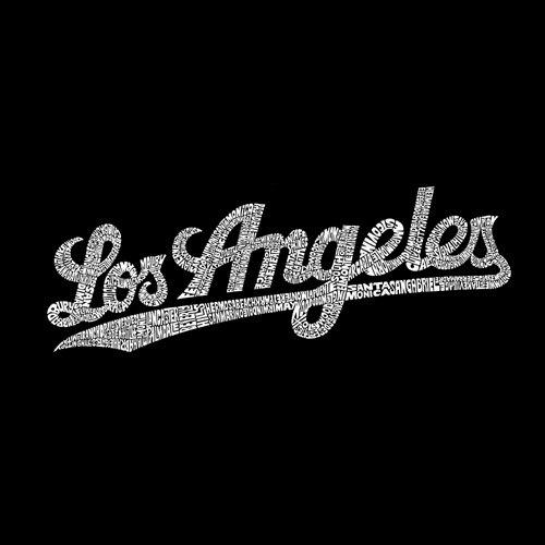 LA Pop Art Women's Word Art T-Shirt - Trendy Los Angeles Neighborhoods Graphic Tee for Casual Wear & Street Style