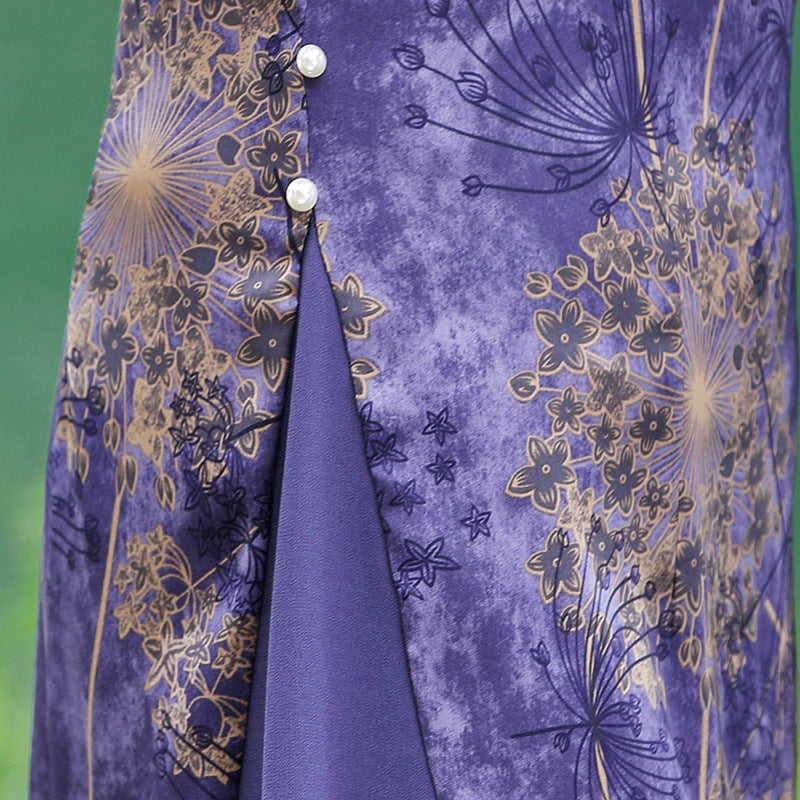 Elegant Women\'s Summer Cheongsam Skirt with Cloud Brocade Design - Perfect for Weddings, Parties & Special Occasions