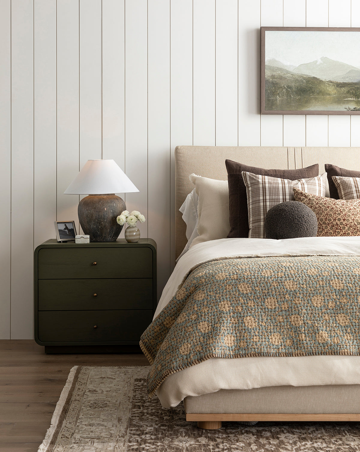 Taylor Pleated Bed - Queen Size Ready to Ship | Modern Upholstered Platform Bed Frame with Storage | Perfect for Small Spaces, Apartments & Guest Rooms