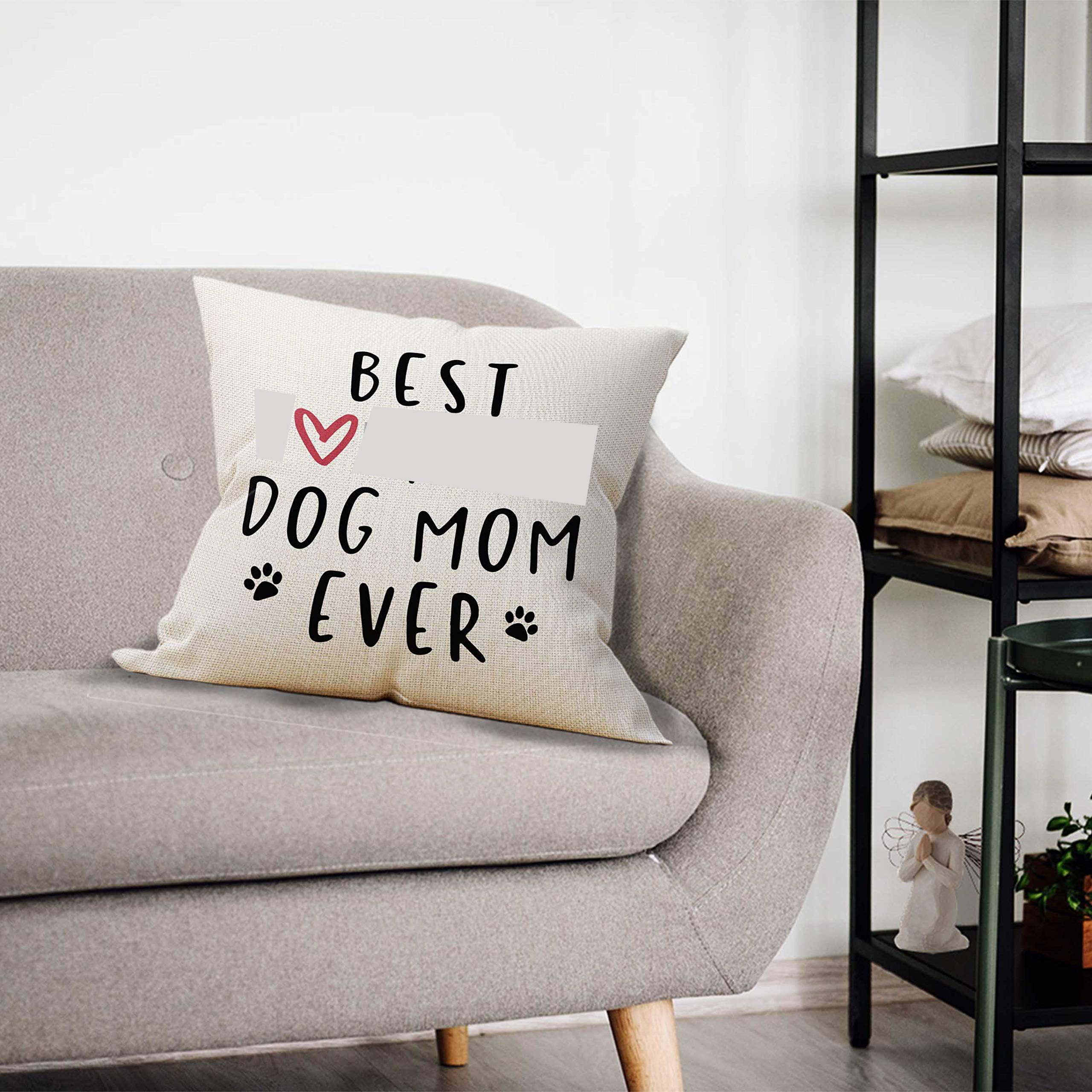 18x18 Dog Mom Throw Pillow Cover - Cute Pet Lover Gift for Women, Best Present for Dog Moms - Perfect for Home Decor, Sofa, Bed & Dog-Themed Rooms