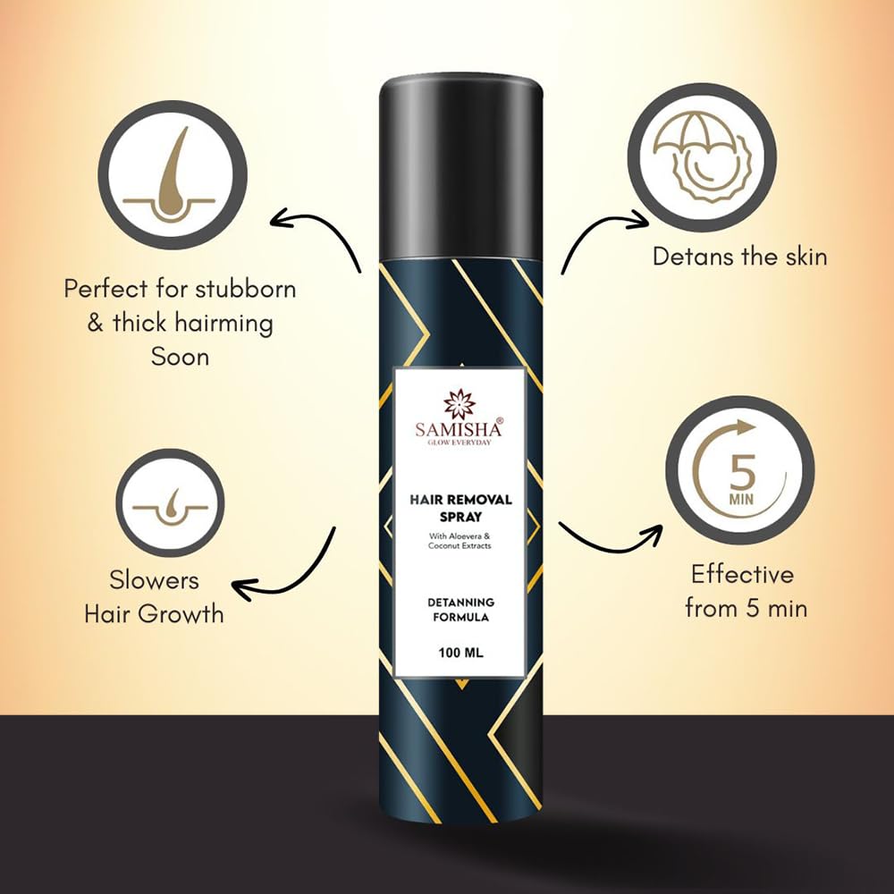 Samisha Hair Removal Spray for Women - Gentle & Effective Private Part Hair Remover | Instant Painless Hair Removal Cream | 1 Count | Perfect for Bikini Line, Underarms & Sensitive Skin Care