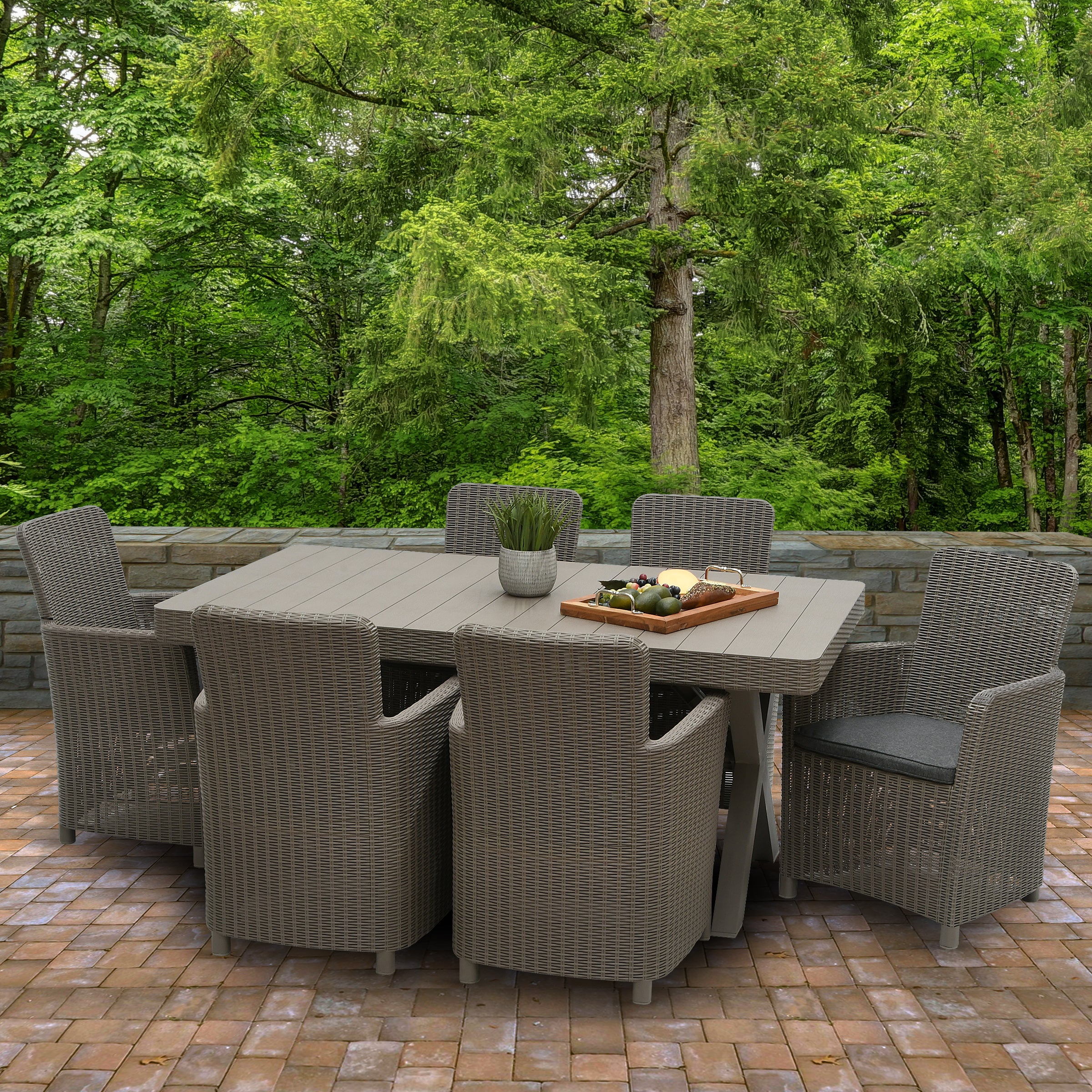 7-Piece Antrim Collection All-Weather Wicker Finish Outdoor Dining Set - Perfect for Patio, Garden, and Backyard Entertaining