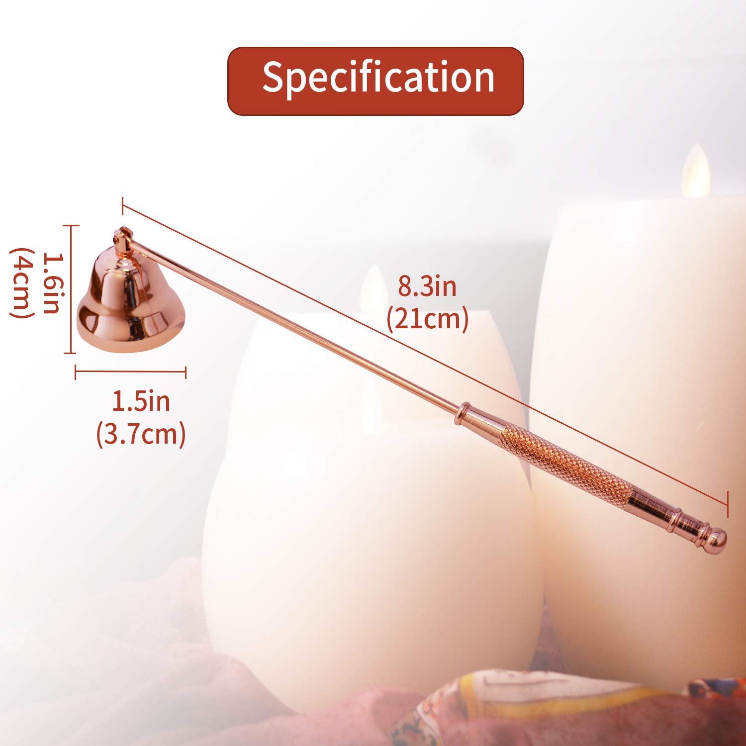 Rose Gold Metal Candle Snuffer with Long Handle - Perfect for Aromatherapy & Jar Candles