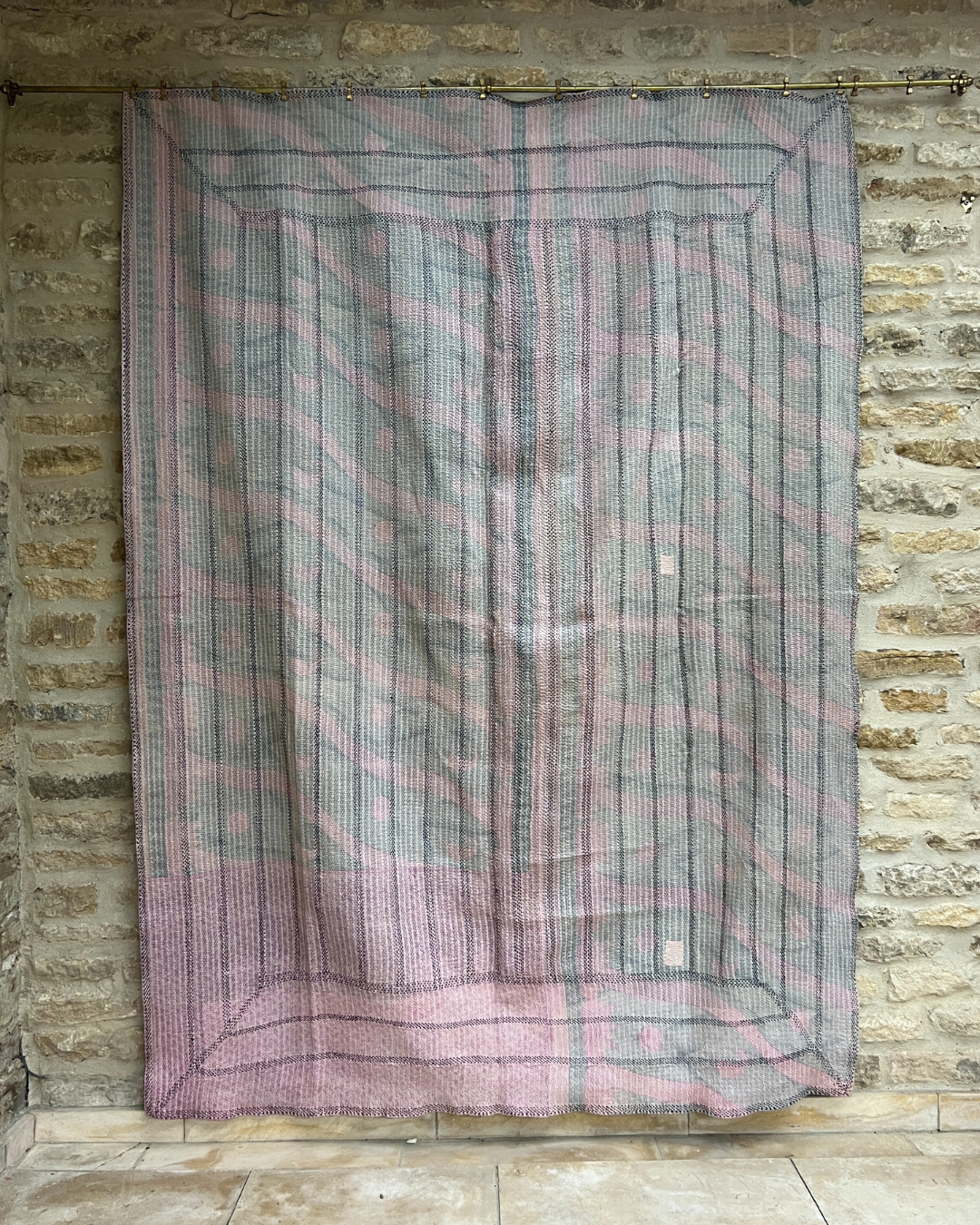 Premium Heavyweight Kantha Quilt No. 728 - Handmade Cotton Patchwork Bedspread for Cozy Home Decor & Winter Warmth | Perfect for Bedroom, Living Room & Guest Room Comfort