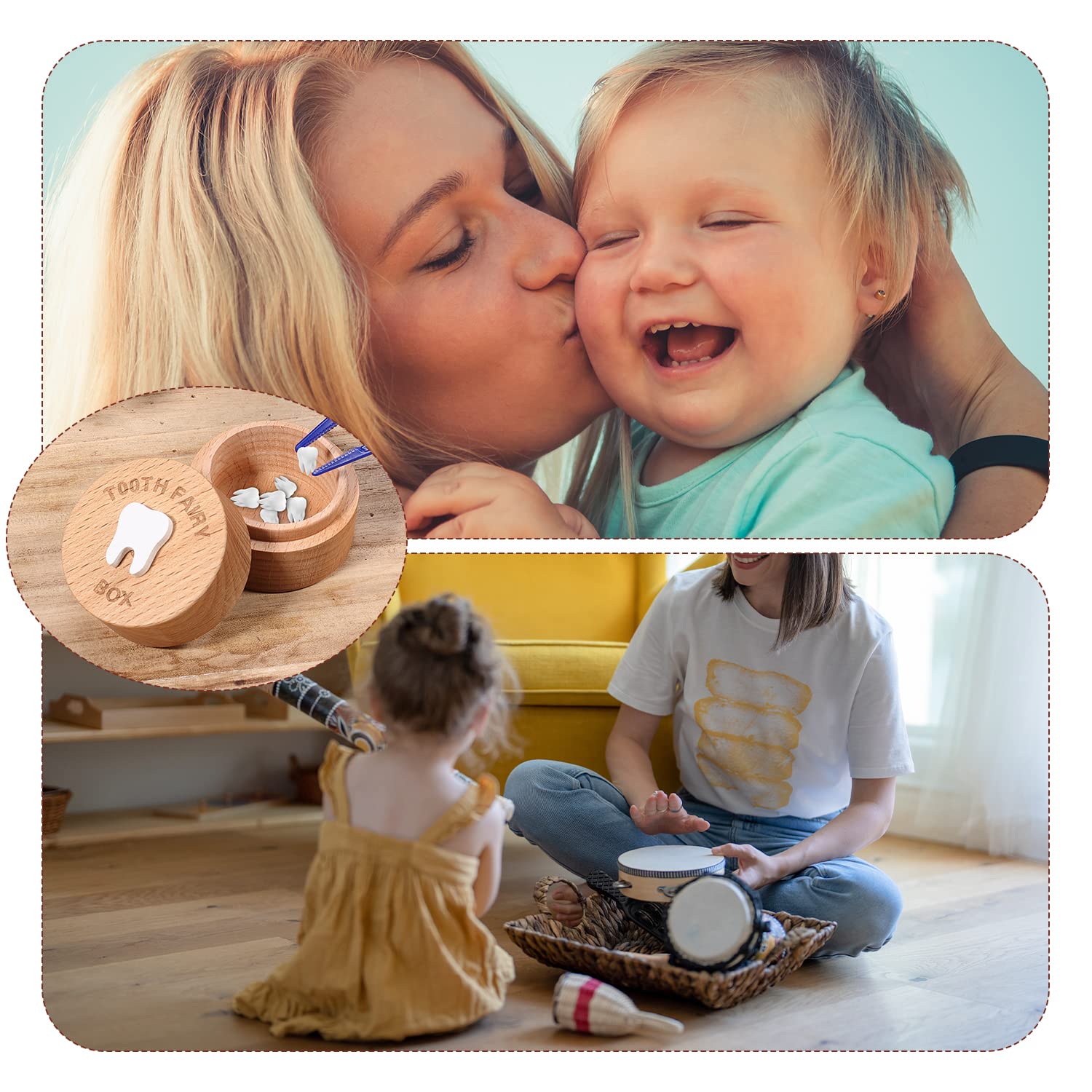 LUTER 3D Engraved Wooden Tooth Fairy Box - Cute Keepsake Storage Container for Lost Baby Teeth | Perfect Gift for Boys & Girls | Collect & Store Teeth Under Pillow for Tooth Fairy Tradition
