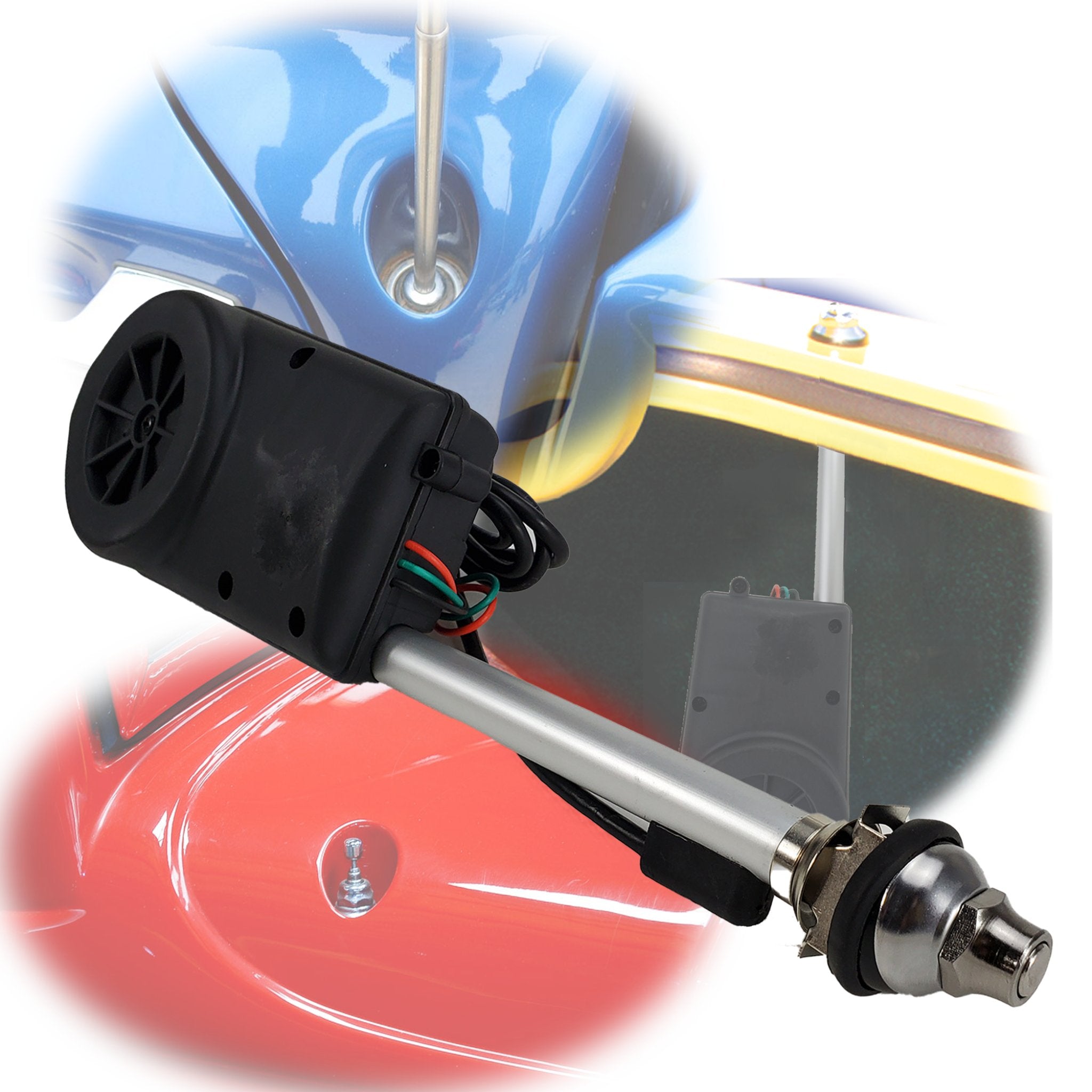 1901-1907 Oldsmobile Model 6C AM/FM Radio Power Antenna Kit - 12V Electric Automatic Stainless Steel Mast Aerial - Perfect for Classic Car Restoration & Vintage Auto Enthusiasts