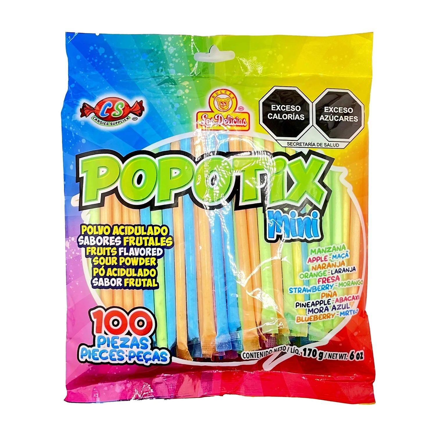 Las Delicias Popotix Mini Candy Straws | 100 Count Resealable Bag | Perfect for Party Favors, Classroom Treats & Snack Time
