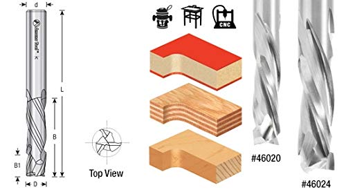 Amana Tool 46024 CNC Solid Carbide Mortise Compression Spiral Router Bit - 3 Flute 1/2