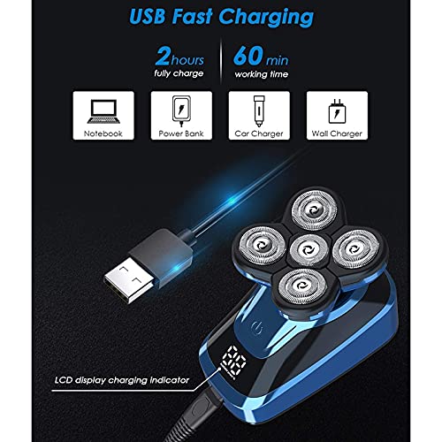 5-in-1 Electric Razor for Men - Rechargeable Wet & Dry Shaver with Rotary Blades | Beard Trimmer, Body Groomer & Bald Head Shaver Kit | Perfect for Travel, Gym & Daily Grooming