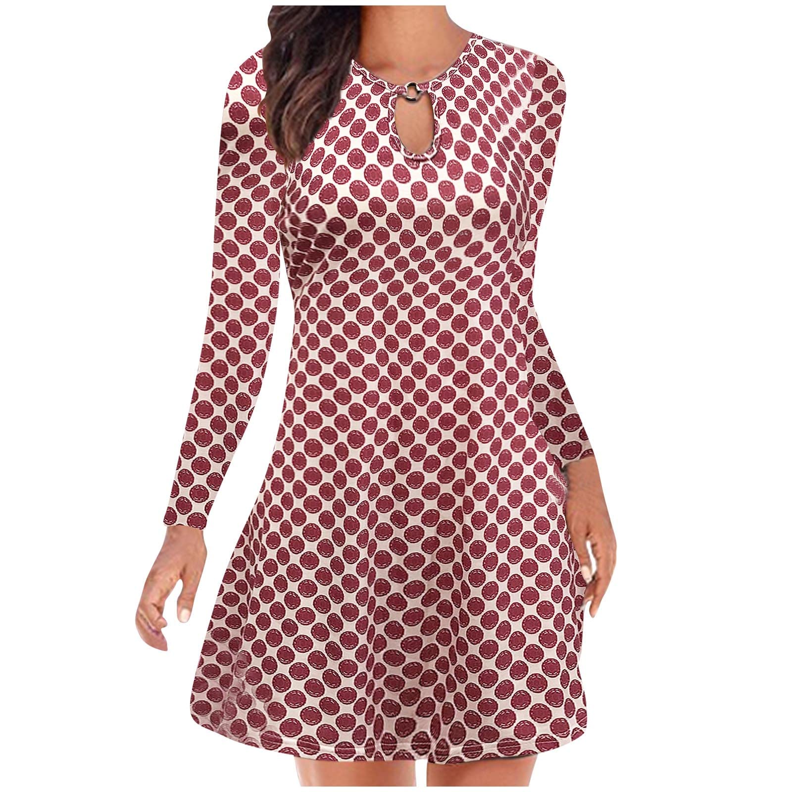 Women's Sexy Floral Print Casual Dress - Slim Fit Round Neck Long Sleeve Knee-Length Dress for Party, Date Night & Spring Outfits | Fashionable & Comfortable
