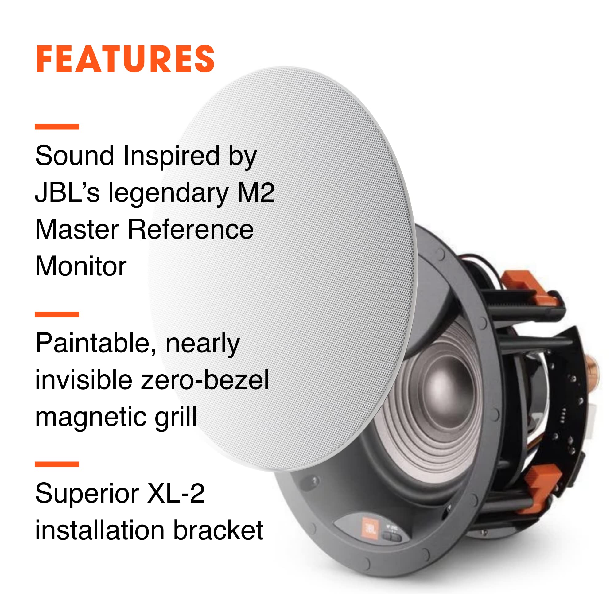 JBL Studio 2 6IC 6-Inch In-Ceiling Speaker - High-Fidelity Home Theater Sound System with Low Distortion & Accurate Audio - Paintable Grille for Seamless Home Integration - Perfect for Living Rooms, Home Cinemas & Multi-Room Audio